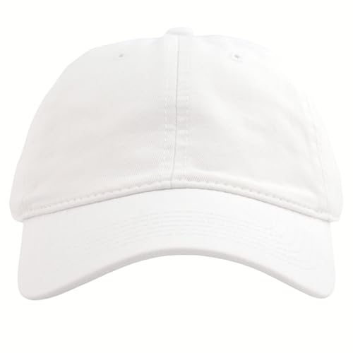 Vintage Washed Cotton Plain Baseball Caps Adjustable Unstructured Blank Casual Dad Ball Hats for Men Women, M/L/XL/XXL - color: White, size: Medium-Large