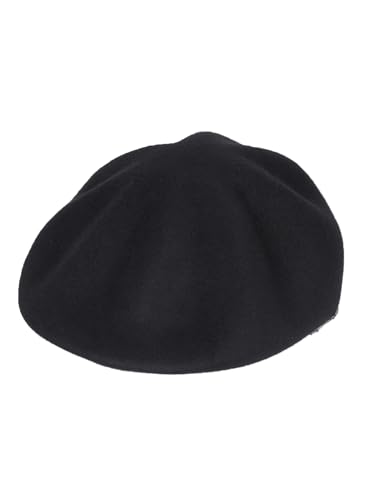 HIMESPORT Women's Black Wool Felt Mesh Equestrian Hat with Belt Buckle Winter Formal Church Cocktail Octagonal Beret Hats