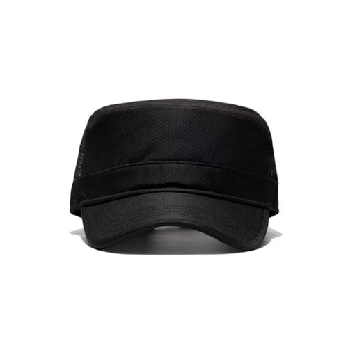 FASHIXD Mesh Military Hat for Men Summer Army Cap Quick Qry Short Bill Hat Cadet Cap - color: Black
