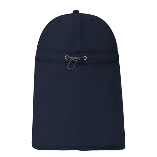 American Trends Mens Sun Hat with Neck Flap, UV Protection Outdoor Flap Hat, Packable Soft Fishing Hiking Gardening Hat - color: Navy
