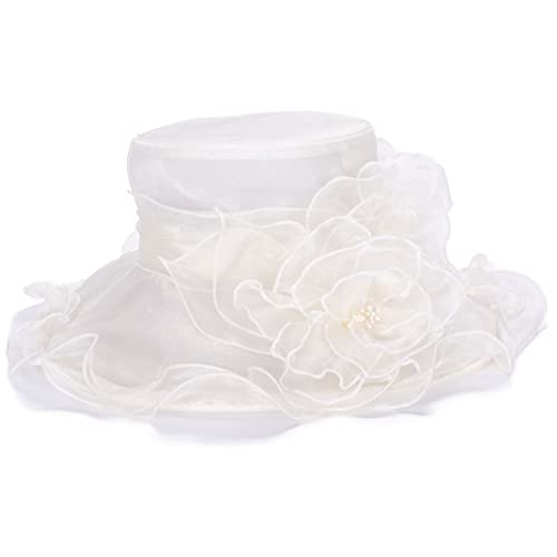 Lawliet Womens Dressy Wide Brim Church Wedding Occasion Sun Hat A613 - color: Ivory