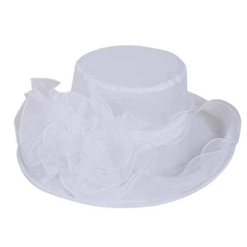 Derby Hats for Women 2025 Equestrian Derby Tea Party Fascinators Wide Brim - color: White