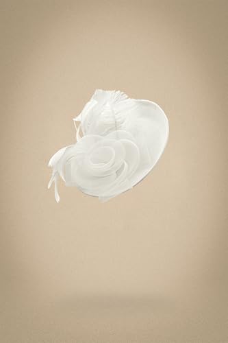 BABEYOND Fascinators Hats for Women Tea Party Mesh Flower Pillbox Derby Hat - color: White