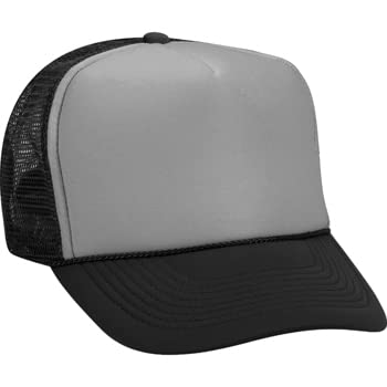 OTTO Polyester Foam Front 5 Panel High Crown Mesh Back Trucker Hat - color: Blk/Gry/Blk