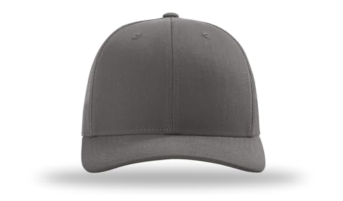 Richardson 112 Trucker Hat - Premium Blank Baseball Cap, Adjustable Snapback Hat - Structured Six Panel Richardson Blank Hats - color: Solid Charcoal