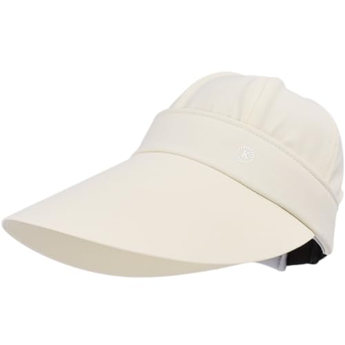 Women Sun Hats Detachable Wide Brim Sun Protection UPF 50+ Packable 2 in 1 Summer Beach Visor Cap - color: Begie