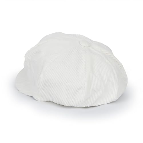 ililily Washed Cotton Newsboy Cabbie Cap Corduroy Duck Bill Flat Hunting Hat - color: White - New