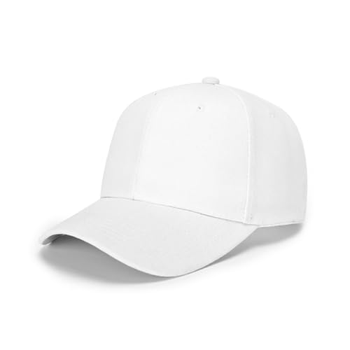 ZH Plain Adjustable Baseball Cap - Lot of 12 Unisex Blank Design Caps - color: White