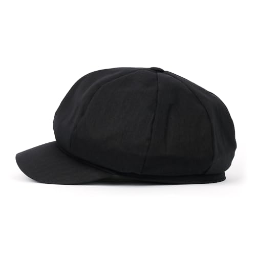 ililily Washed Cotton Newsboy Cabbie Cap Corduroy Duck Bill Flat Hunting Hat - color: Cotton Black