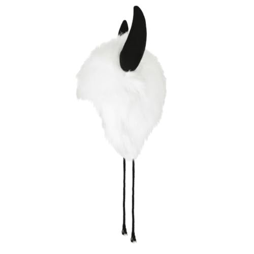 XGOPTS Winter Faux Fur Plush Hat with Horns Warm Animal Horn Ox Earflap Hat - color: White