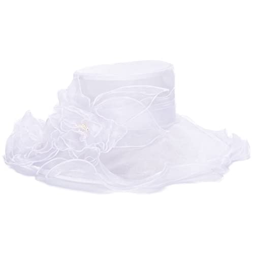 Lawliet Womens Dressy Wide Brim Church Wedding Occasion Sun Hat A613 - color: White