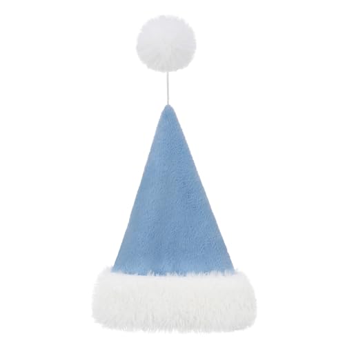 Personalized Santa Hat for Adults, Super Soft Plush Holiday Christmas Hat, Xmas New Year Party Headwear - color: Plush-light Blue
