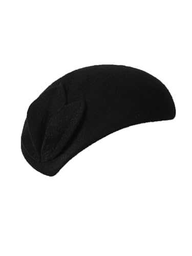 HIMESPORT Wool Felt Fascinator Hats for Women Ladies Female Wedding Cocktail Tea Party Dress Pillbox Hat - color: Black 6