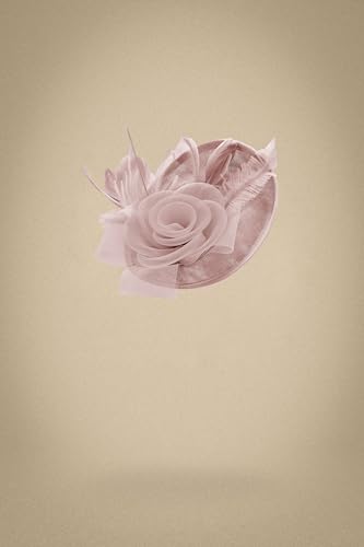 BABEYOND Fascinators Hats for Women Tea Party Mesh Flower Pillbox Derby Hat - color: Nude Pink