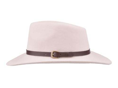Bigalli Melbourne Fedora Wool Felt Hat - Outdoor - Wide Brim Crushable Water-Resistant Warm & UV Protection - color: Cream, size: X-Large