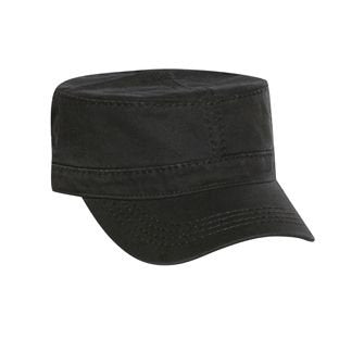 OTTO Garment Washed Superior Cotton Twill w/Heavy Stitching Military Cap - color: Black