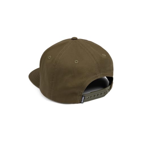Volcom Men's Snapback Hat– 6-Panel Twill Flat Brim Cap Adjustable Snap Closure - color: Wintermoss