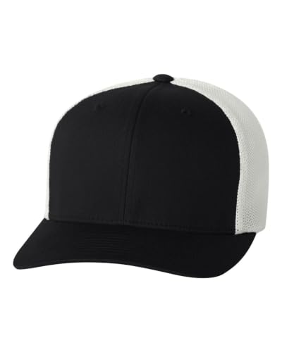 Flexfit Unisex Mesh Fitted 2-Tone Trucker Hat, One Size - color: Black-white, size: Small-Medium