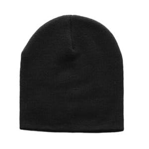 1 Pack Black Cuffless Knit Beanie Hat, Fine Gauge Acrylic Cap, Stretch Fit