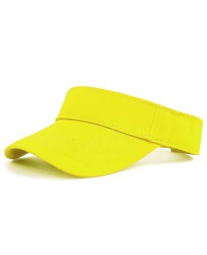 Quick-Dry Sun Visors for Women-Anti-Wrinkle Adjustable Sports Visor Hat Golf Tennie Running Beach Hat Yellow