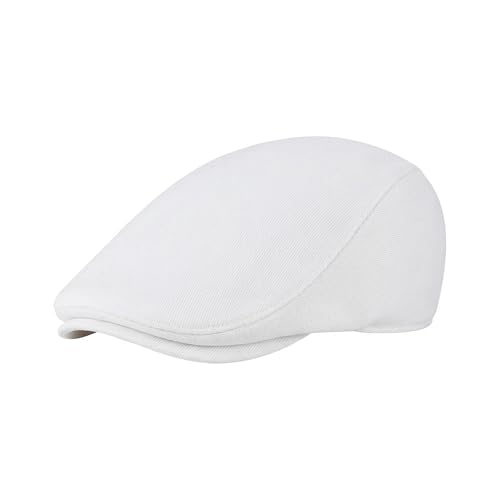 KUJUHA Men's Newsboy Cap Cotton Flat Ivy Gatsby Newsboy Hat Driving Hat Irish Cabbie Hunting Caps Winter Hat - color: Ba_white, size: X-Large