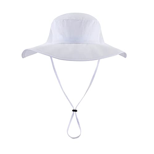Home Prefer Outdoor UPF50+ Mens Sun Hat with Neck Flap Womens UV Protection Hat Wide Brim Safari Fishing Hiking Gardening Hat - color: White