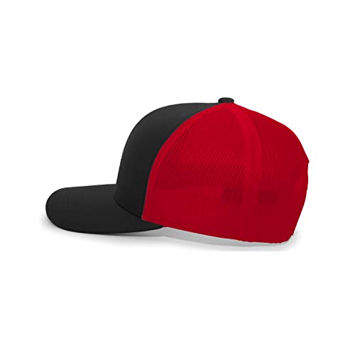 Pacific Headwear Snapback Trucker: Stylish Unisex Cap for All-Day Comfort - color: Black/Red/Black, size: One Size