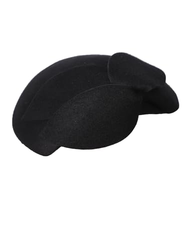 HIMESPORT Wool Felt Flower Fascinator Hats for Women Wedding Cocktail Tea Party Dress Pillbox Hat - color: Black 8