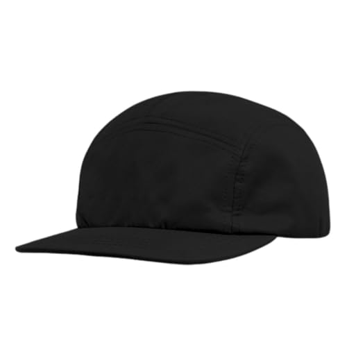 FASHIXD 5 Panel Hats for Men Women, Short Brim Running Hat, Plain Skateboard Cap for Outdoor Activities - color: Black