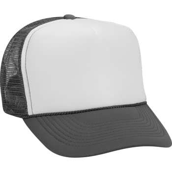 OTTO Polyester Foam Front 5 Panel High Crown Mesh Back Trucker Hat - color: Ch.gry/Wht/Ch.gry