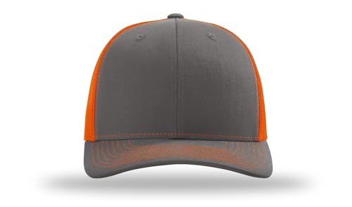 Richardson 112 Trucker Hat - Premium Blank Baseball Cap, Adjustable Snapback Hat - Structured Six Panel Richardson Blank Hats - color: Charcoal