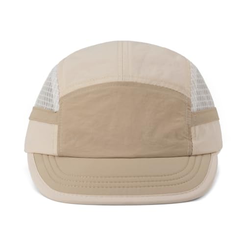 Clakllie Quick Dry 5 Panel Running Hat Breathable Mesh Hat Two-Tone Short Brim Hats Lightweight Baseball Cap Summer Sport Cap - color: Bs265p16-apricot