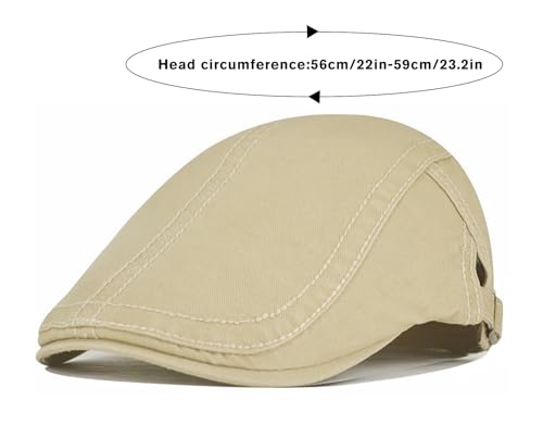 Initlove Mens Newsboy Cap Cotton Ivy Hat Beret Hats for Driving - color: Beige