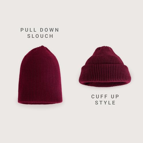 Fisherman Beanie Cuffed Knit Winter Hat Trawler Sailor Watch Cap Men Women - color: Classic (Wine)