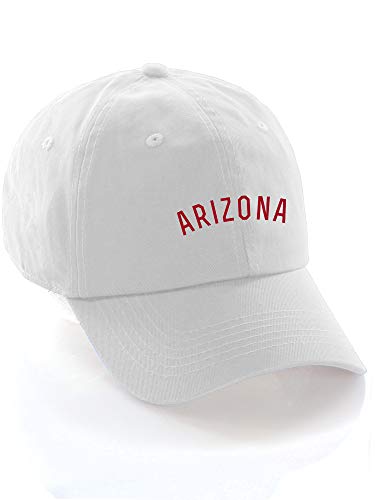 Daxton USA Cities Baseball Dad Hat Cap Cotton Unstructure Low Profile Strapback - color: Arizona White Red