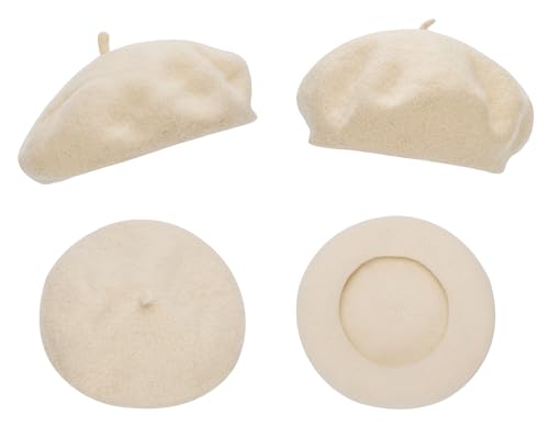 French Beret Hat for Women Solid Beanie Cap Stretchable Winter Warm Beret - color: Beige