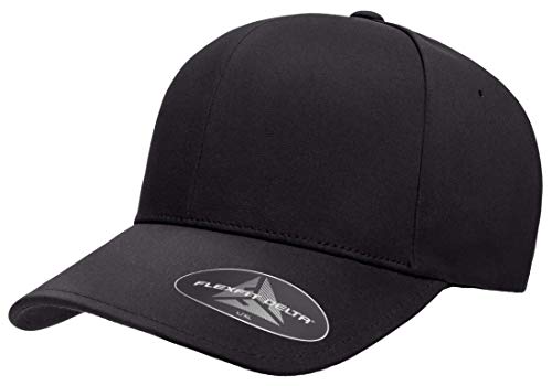 Flexfit Delta 180 Seamless Stretch-Fitted Hat with 3-Layer Sweatband - color: Black, size: Small-Medium