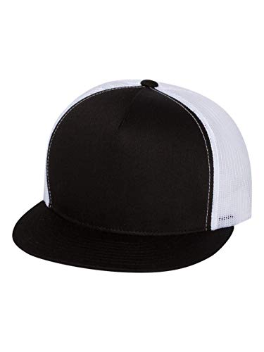 Yupoong Flexfit 6006,6006T,6006W 5 Panel Classic Trucker Snapback Hat Cap - color: Black/White