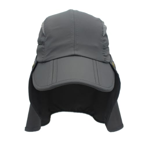 Connectyle Kids Sun Hat with Removable Neck Flap Outdoor Adventure Sun Cap for Boys Girls Foldable UPF 50+ Summer Beach Hat - color: Dark Grey