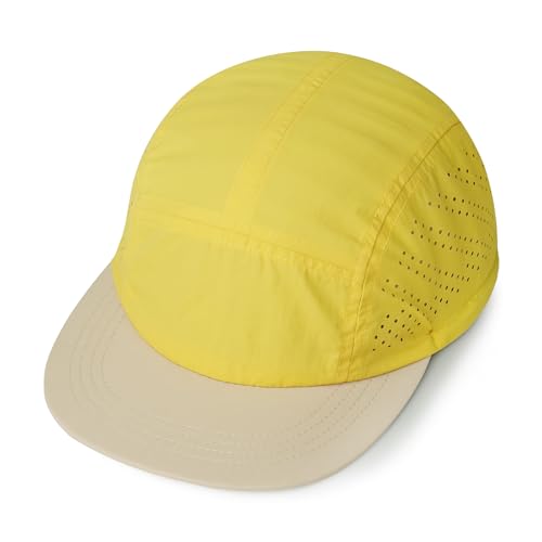 Clakllie Quick Dry 5 Panel Hats Adjustable Flat Brim Hats for Men Two-Tone Mesh Baseball Cap Breathable Outdoor Running Hat