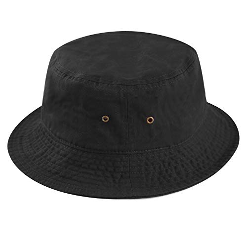 Cotton Bucket Hat Packable Sun Hat – Unisex Summer Travel Beach Fisherman Hat for Men Women Outdoor Fishing Hiking - color: Black, size: Large-X-Large