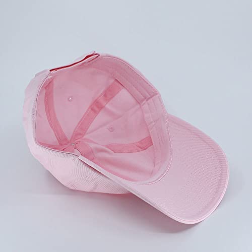 Plain Washed Cotton Adjustable 6 Panel Dad Hat Baseball Cap - color: Soft Pink/Soft Pink