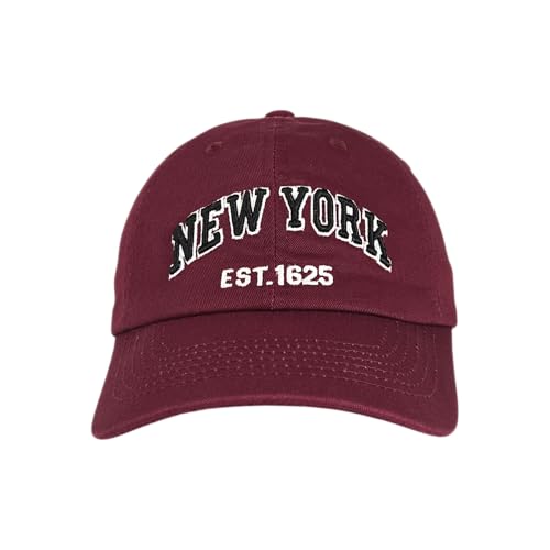 E BY ELIDAN NY Dad Hat, New York EST.1625 Cotton Baseball Cap Women & Men - color: Burgundy