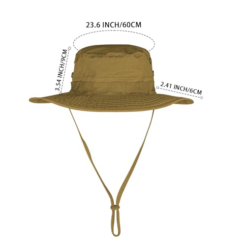 Sun Hats for Men Women Bucket Hat UPF 50+ Boonie Fishing Safari Hat - color: Brown