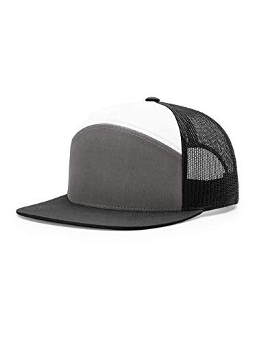 Seven-Panel Trucker Richardson Leather Patch Cap - color: Charcoal/ Black/ White, size: One Size