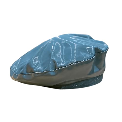 Women Classic PU Leather French Beret Beanie Hat Pumpkin Cap - color: Blue 10#