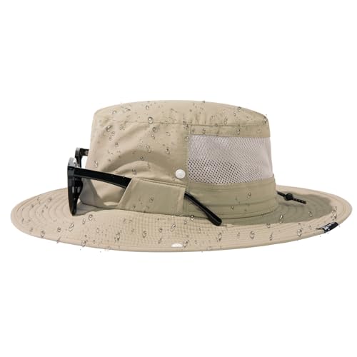 TOP-EX Wide Brim Bucket Sun Hat for Men & Women, Quick-Dry Boonie Hat, Mesh - color: Light Beige, size: Medium-Large