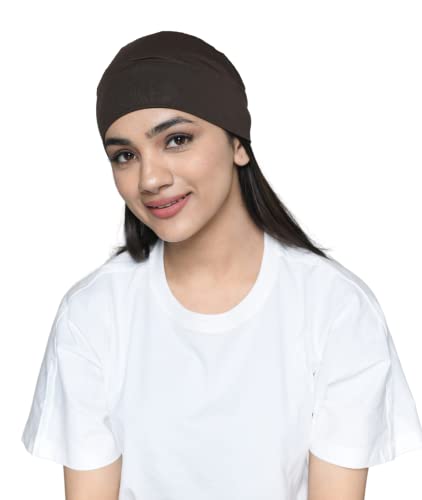 Chemo Hats Solid Sleep Cap Women's Bamboo Soft Headwear Cancer Cap Chemo Headwear Women - color: Brown