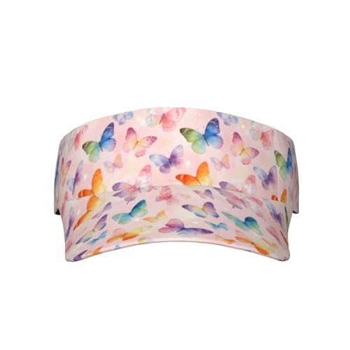 Adjustable Sun Visor Hats, Lightweight Open-Top Sports Visors - color: Butterfly