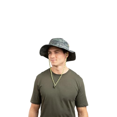 MISSION Cooling Anywhere Boonie Hat - Unisex Wide-Brim Hat for Men & Women - Cools Up to 2 Hours - UPF 50 Sun Protection - color: Etched Camo Black Forest